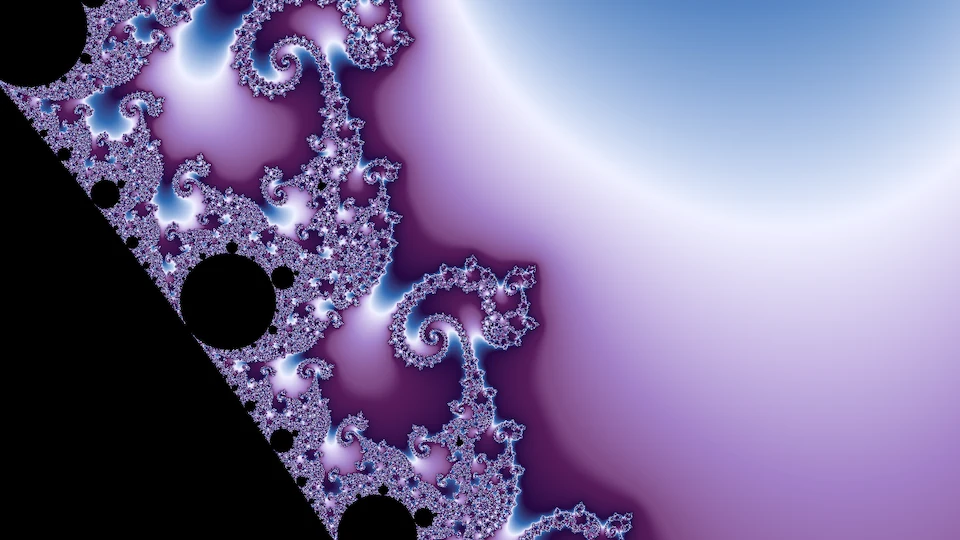 The seahorse valley between the main cardioid and the large disk, centered on a copy too small to see.