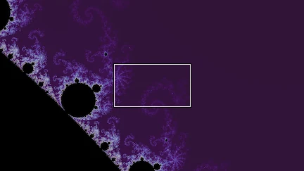 The Mandelbrot set at one location, 64 times magnified.