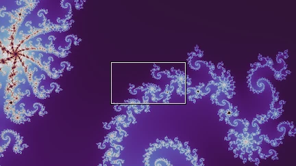 The Mandelbrot set at one location, 256 times magnified.