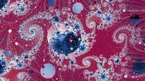 A wallpaper drawn in closest trap angle over smooth, in the Multibrot d = 3 family.