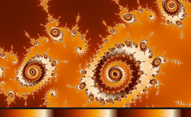 One Julia set drawn through a cyclic palette swept 3 times, with that sweep's gradient under it.