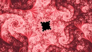 A wallpaper drawn in stripe average, in the Multibrot d = 5 family.