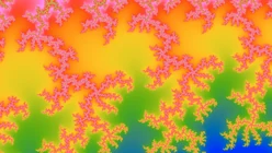 The same Mandelbrot location, drawn in the Chartreuse Marigold palette.
