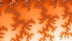 The same Mandelbrot location, drawn in the Amber Brick palette.