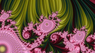 A wallpaper drawn in stripe average, in the Mandelbrot family.